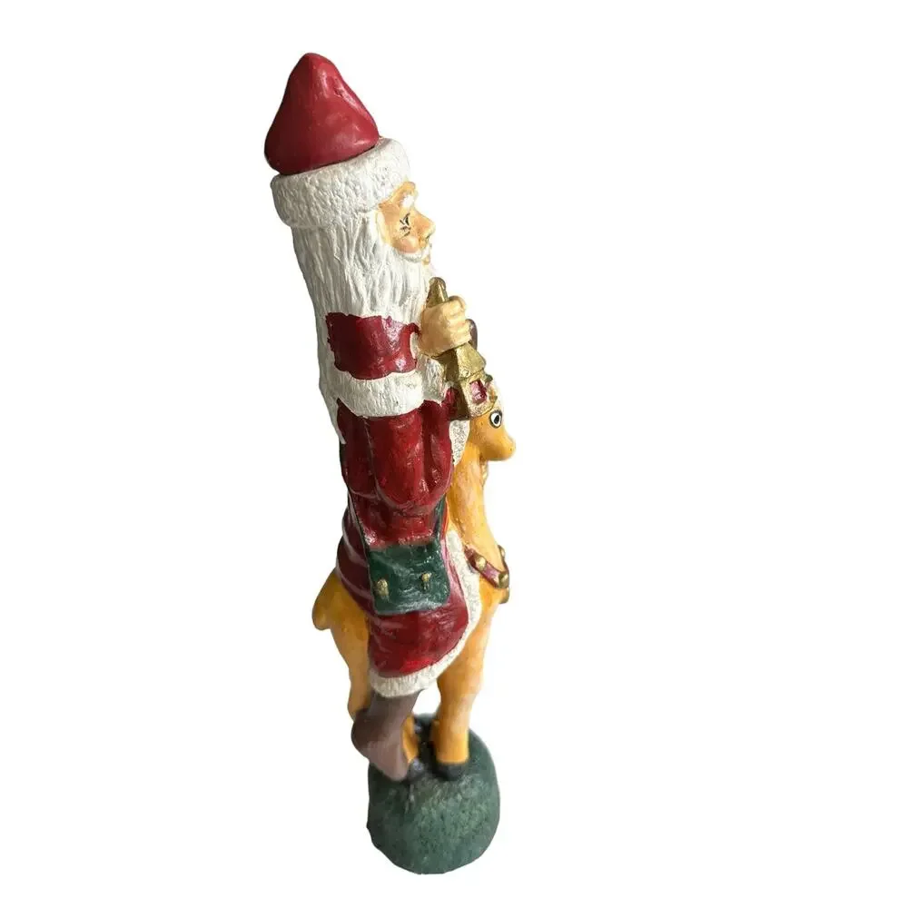 Vintage Old World Santa Candlestick Christmas Santa & Reindeer w/ Box